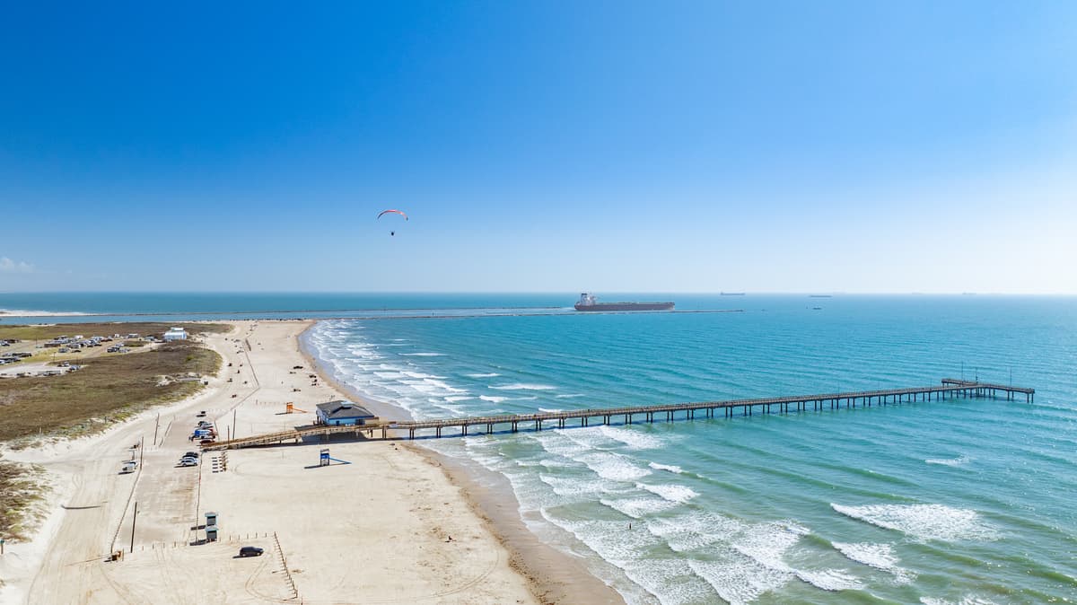 Horace Caldwell Pier reaching into the Gulf at Port Aransas